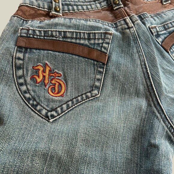 vintage Harley Davidson one of a kind low rise bootcut jeans (0) - Picture 5 of 8